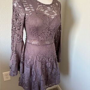 Altar’d State Lace Long Sleeve Dress in Purple